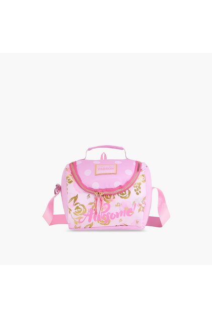 Printed Insulated Lunch Bag with Carry Handle and Zip Closure