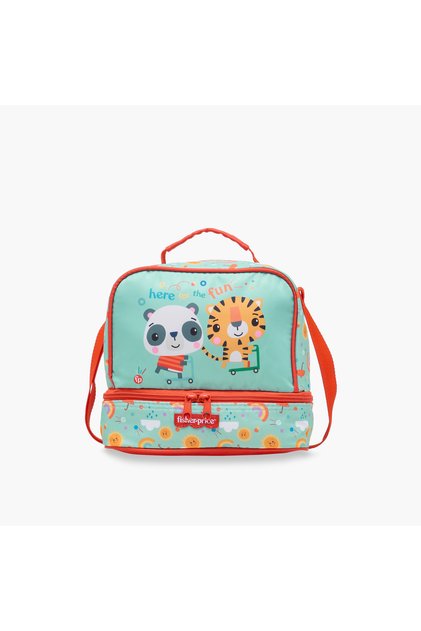 Fisher- Printed Lunch Bag with Adjustable Strap and Zip Closure