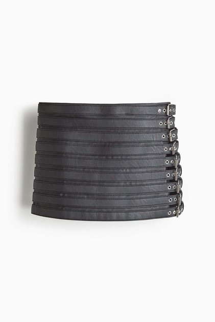 Belt-detailed mini skirt