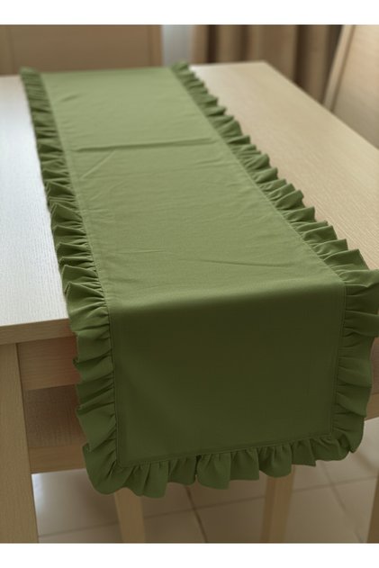 Fırfırlı Pamuk Polyester Runner 40x140 Cm