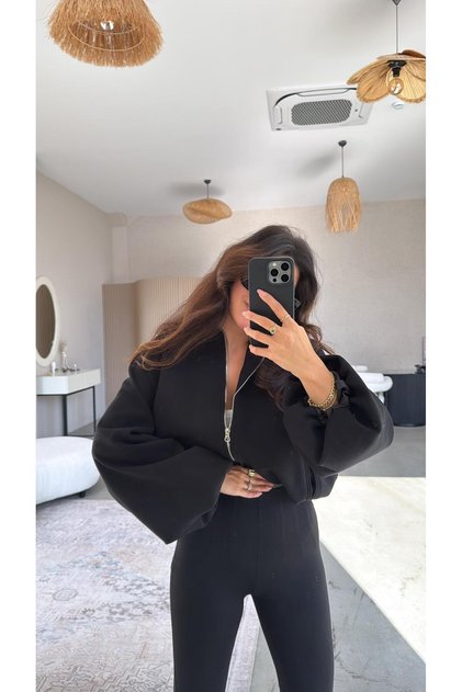Pantaloni negri din oțel cu talie elastică