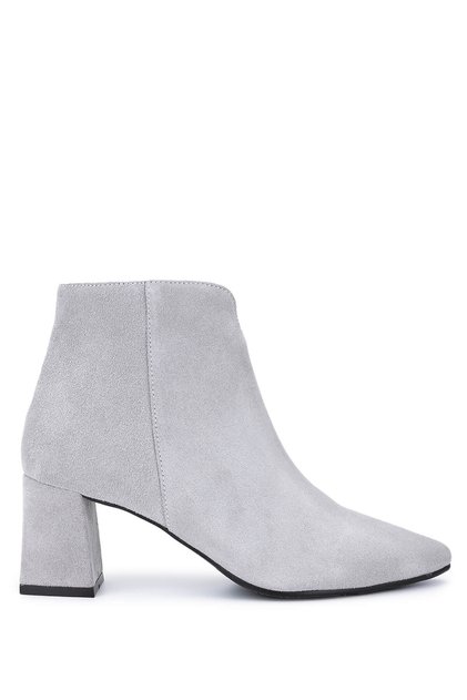 Women's Genuine Leather Stone Suede Heeled Boots