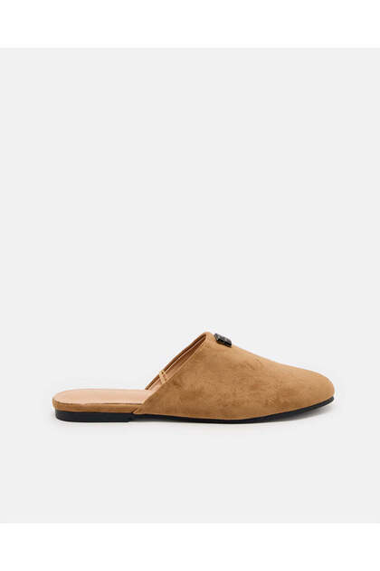 Women Brown Mule With Metal Upper Trim