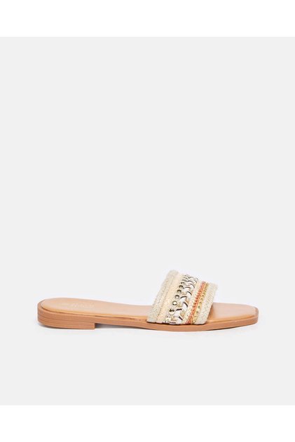 Women Beige Embellished Mule