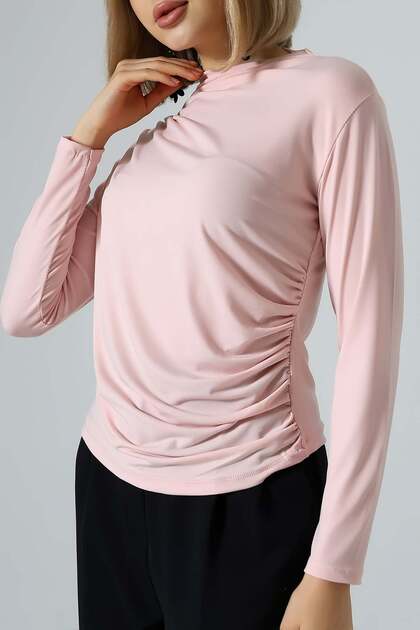 Sandy Turtleneck Ruched Detail Blouse – Comfortable & Elegant
