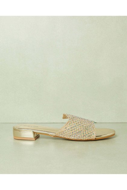 Women Gold Embellished Mule