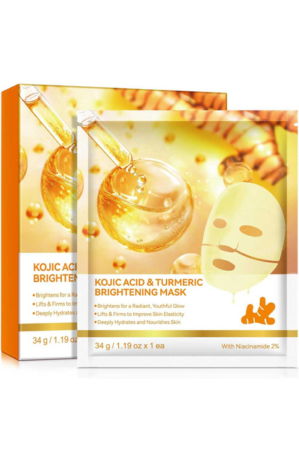 Set de 4 măști pentru luminozitate și pete închise la culoare cu acid kojic și turmeric