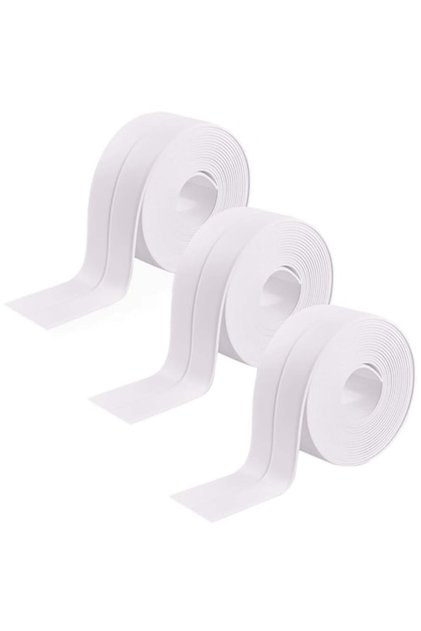 Set de bandă de etanșare autoadezivă, pachet de 3, rezistentă la coroziune, pentru aragaz, cadă, chiuvetă, duș, ușor de curățat, 3,2 m x 3,8 cm, albă