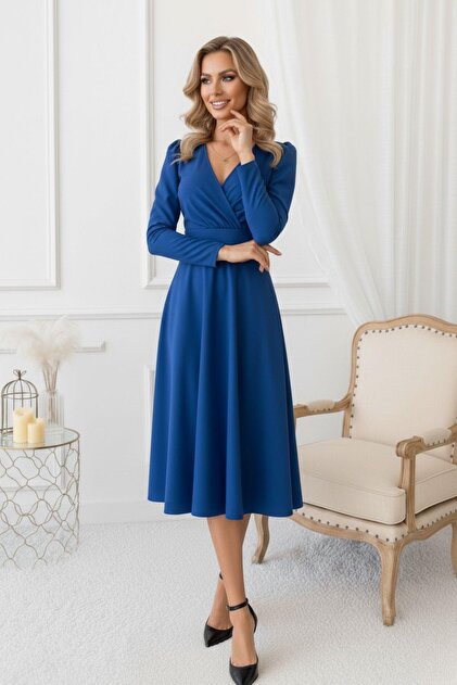 cobalt blue knee length dress Maison Tara Madison Midi Dress