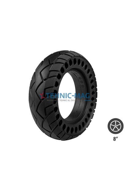 Anvelopă solidă pentru trotinetă electrică 8×2.5 - Anti-pană | Diametru interior 110 mm