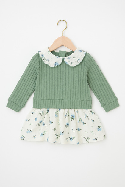 Peter Pan collar Baby Girl Dress with Floral Pattern