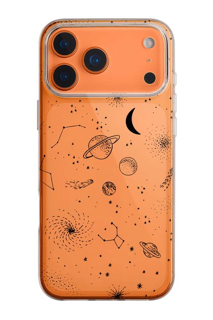 Planets Pattern Transparent Silicone Phone Case Compatible with iPhone 17 Pro/18 Pro