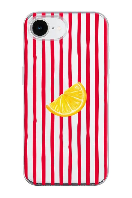 Summer Lime Patterned Transparent Silicone Phone Case Compatible with iPhone 16E/17E