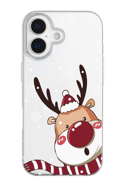 Christmas Deer Pattern Transparent Silicone Phone Case Compatible with iPhone 17