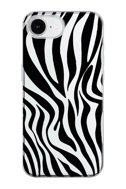 iPhone 16E Compatible Zebra Pattern Transparent Silicone Phone Case