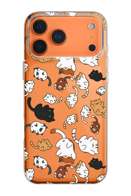 Transparent Silicone Phone Case with Cat Pattern Compatible with iPhone 17 Pro/18 Pro