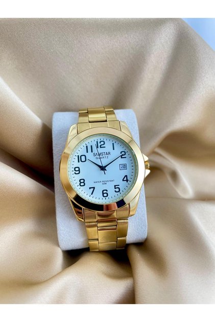 Smstr35 Men's Classic Metal Calendar Watch with Numerals