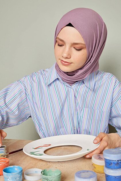 شال قطني مودال بلون أرجواني فاتح
