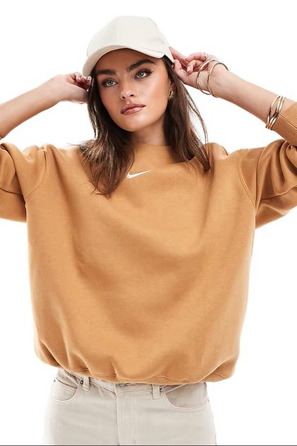 Sportbekleidungs Essential Collection Fleece Oversized Crew Damen Sweatshirt Orange