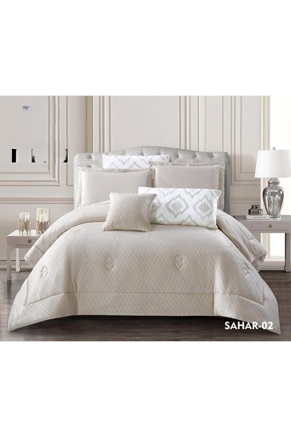 مفرش نفر و نفر ونص من المخمل والفرو الناعم لليالي الشتاء البارده بنمط هندسي انيق 5 قطع