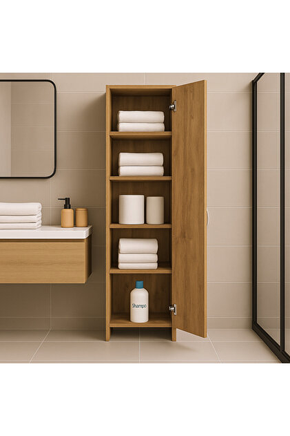 kibele mobilya 5 Raflı Tek Kapaklı Çok Amaçlı Dolap – Atlantik Cam