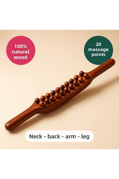 Professional Wooden Gua Sha Roller – Muscle Relaxation Tool with 20 Massage Points, Anti-Cellulite & Lymphatic Massage