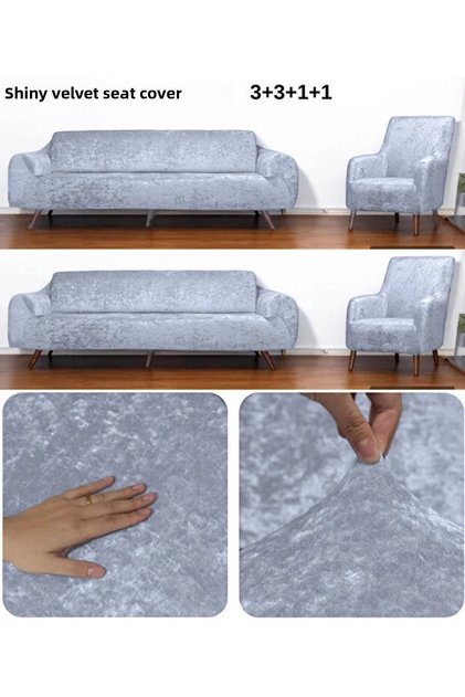Soft Washable Fur Stain-Resistant Elastic Velvet Sofa Cover Set, 4-Piece"set