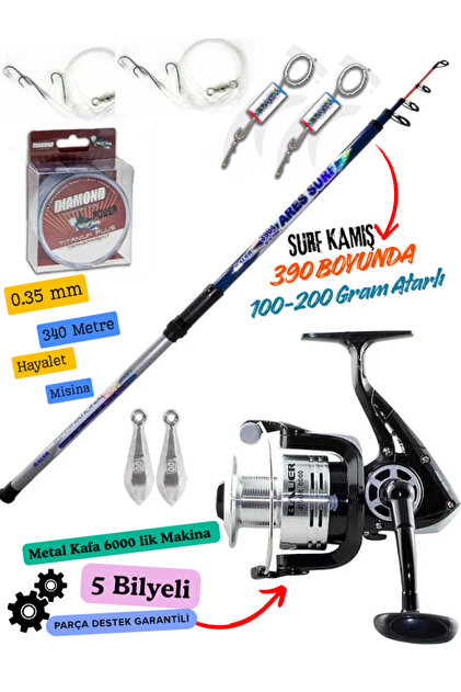 Fishack 37 Parça Surf Basic Deniz Olta Seti XL - 3.60MT / 50-100GR