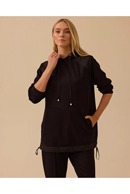 Kapüşonlu Bağcık Detaylı Sweatshirt