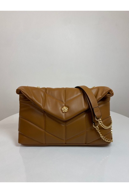 Quilted Women's Hand and Shoulder Bag with Chain Strap