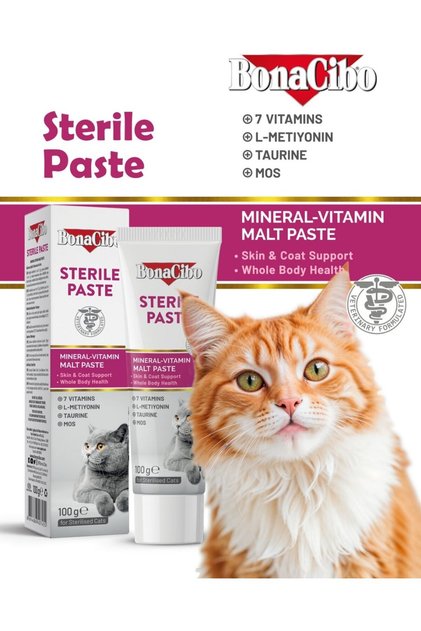 Sterile Paste Kısırlaştırılmış Kediler Için Mineral-Vitamin Destekli Malt Macun 100 ml