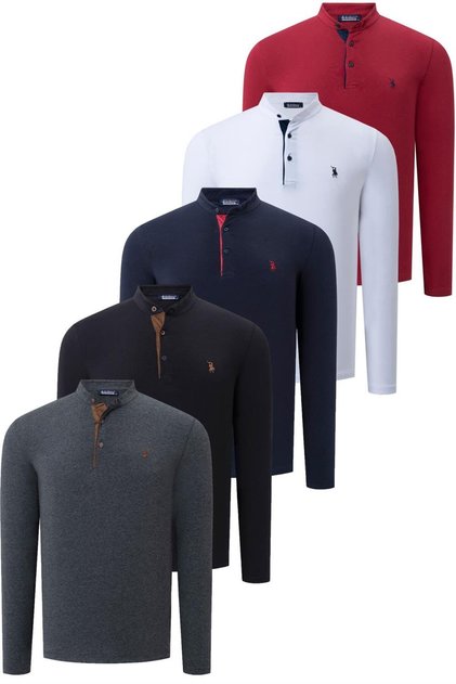Erkek Pamuklu Sweatshirt 5'li Set Siyah-Lacivert-Beyaz-Bordo-Antrasit V4009