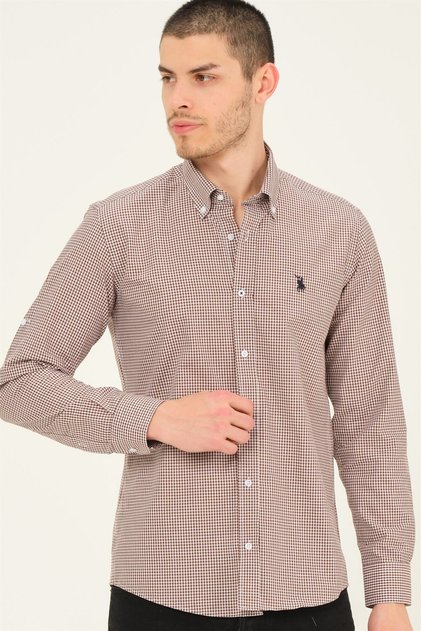 Men's Geometric Patterned Classic Collar Casual Stylish Long Sleeve Shirt