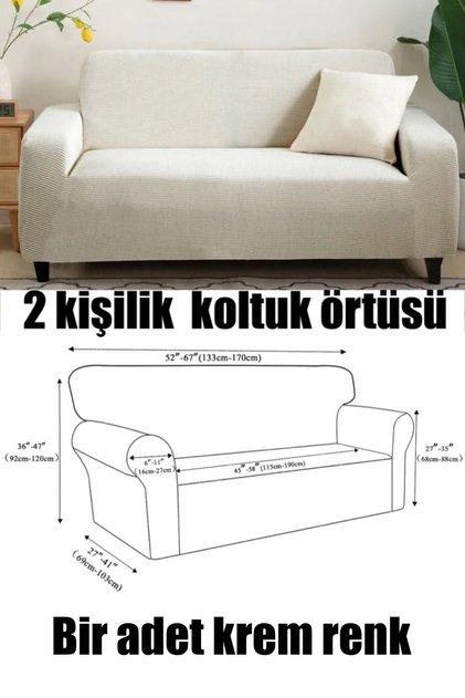 Armchair Cover Sofa Cover Two-Seater Sofa Cover 1 Piece Cream Color Sofa Cover
