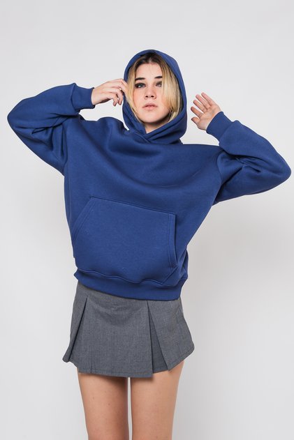 Basic Oversized Indigo Hoodie