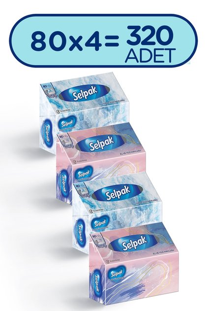 ® El ve Yüz Havlusu 4'lü 320 Yaprak Kutulu