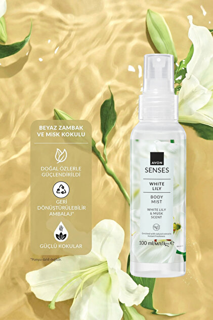 Avon Senses White Lily Zambak Kokulu Banyo Seti ve Rollon El Kremi