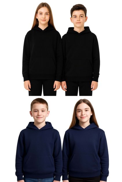 Unisex Çocuk Kapüşonlu Sweatshirt -siyah