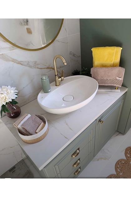 TURKUAZ Cerastyle Lal C Serisi Tezgah Üstü Lavabo 60 cm x 45,5 cm