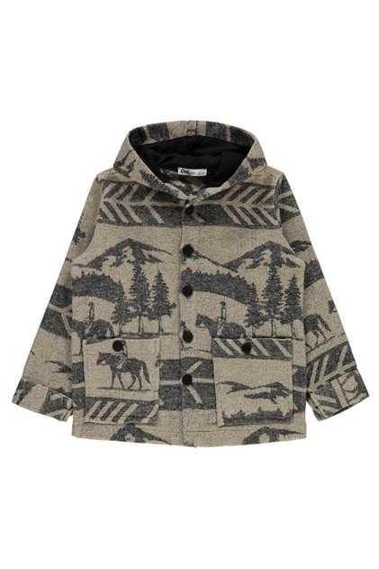 Horse Printed Hooded Shirt for Ages 10-13 - Black