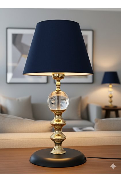 Aurora Serisi Lüks Modern Abajur – Gold Detaylı Kristal Masa Lambası