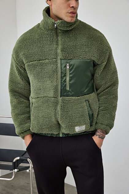MADZEYMODA Erkek Astarlı Haki Yeşil Peluş Mont Mz86060 - Fiyatı