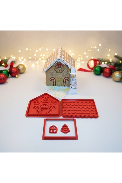 Yılbaşı Yeni Yıl Noel Kurabiye Evi Gingerbread House Kolay Yapım Kurabiye Kalıbı Seti Ve Glazür 100g