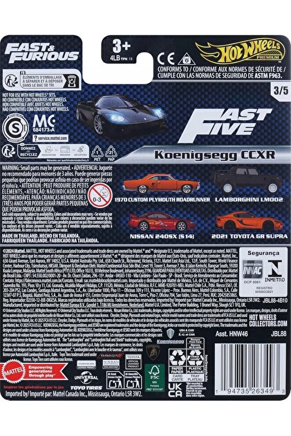 HOT WHEELS Premium Fast & Furious Koenigsegg CCXR - JBL88