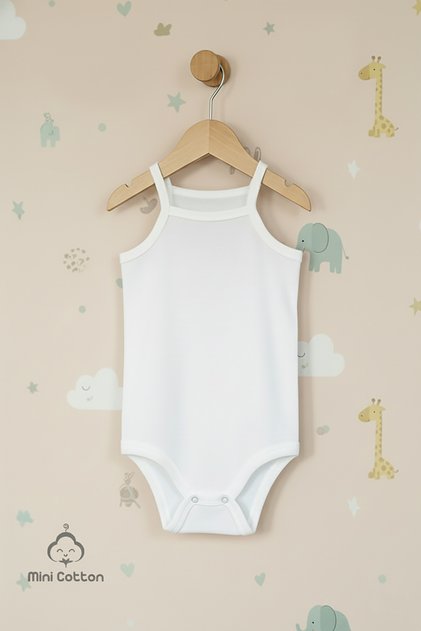 Organic Rope Strap 100% Cotton Ribs Fabric Basic Baby Girl and Boy Single Bodysuit