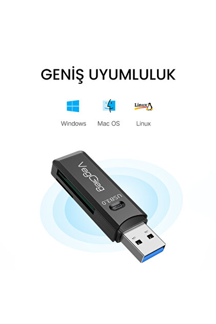 Veggieg Usb 3.0 Sd Ve Micro Sd Hafıza Kart Okuyucu Beyaz - Fiyatı