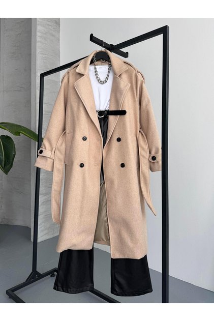 Premium Modern Beige Cashmere Coat