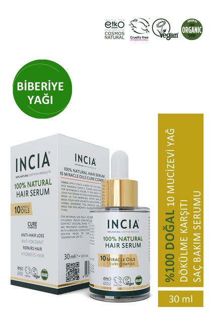 %100 Doğal Saç Bakım Serumu Biberiye Yağlı Saç Dökülmesi Önleyici Antioksidan 10 Değerli Yağ 30 ml