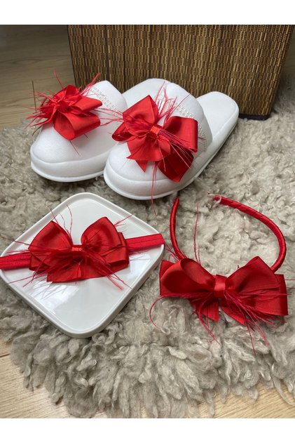 Special Design Feather Detailed Ribbon Bow Mother Maternity Set – Crown – Crown – Crown