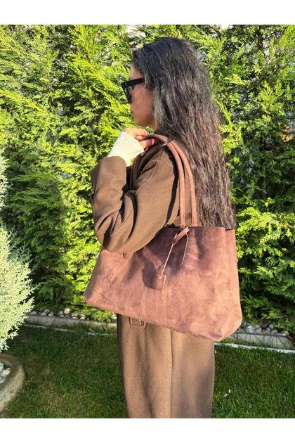 Women's Model Large Size Suede Bag